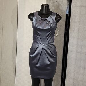 BRAND NEW B.WEAR TOO!PLEATED COCKTAIL MINI SLEEVELESS V-NECK ZIP CLOSURE DRESS